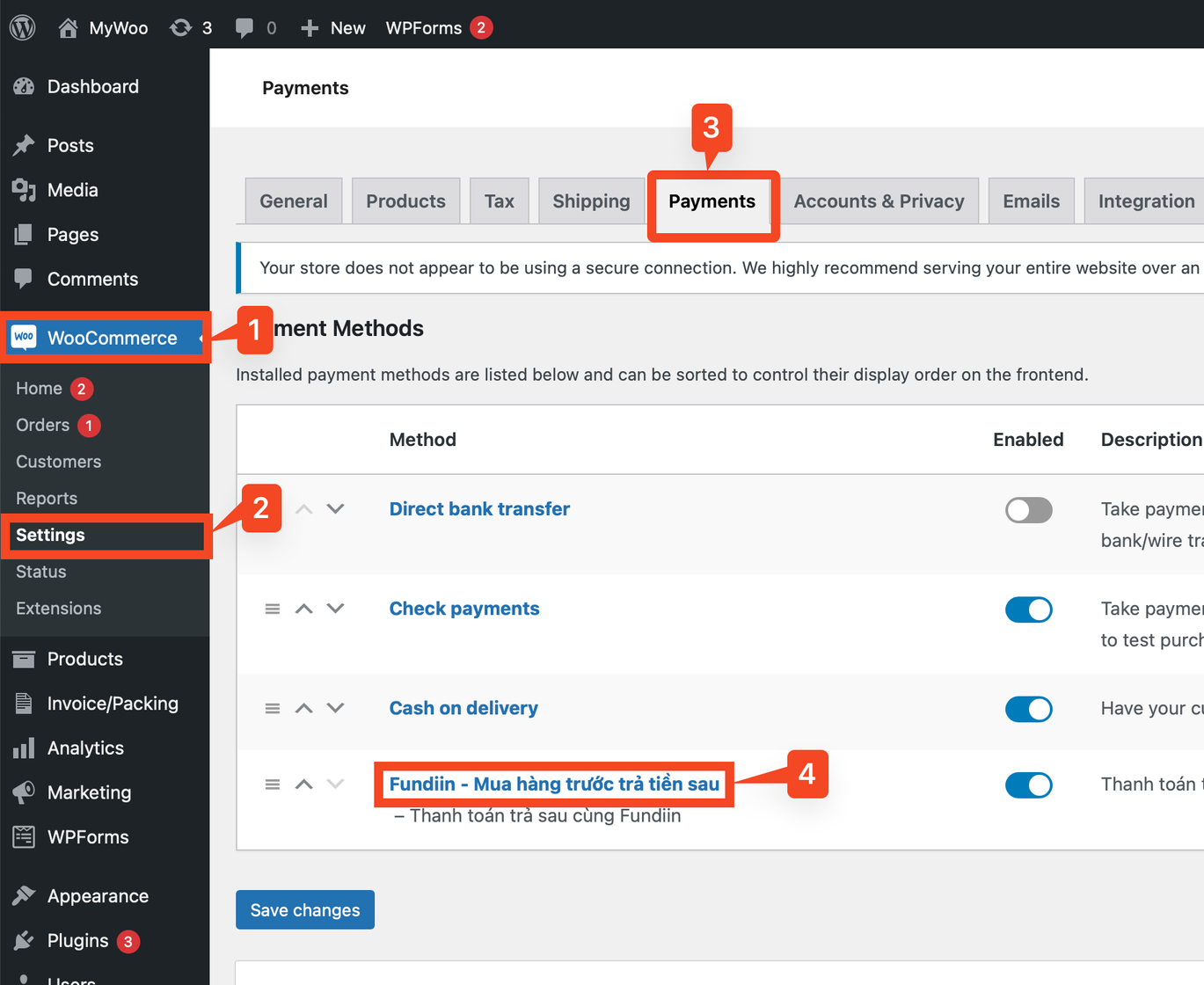 Fundiin WooCommerce Settings